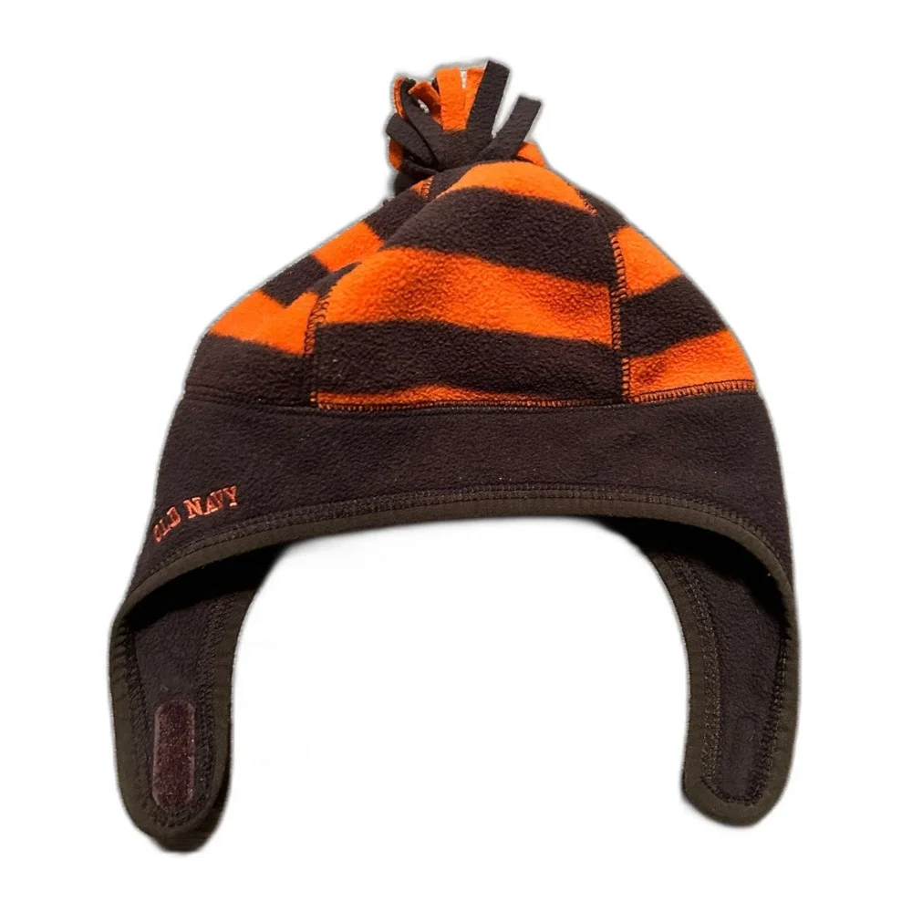 Old Navy Toddler Orange and Brown Fleece Hat Size Small